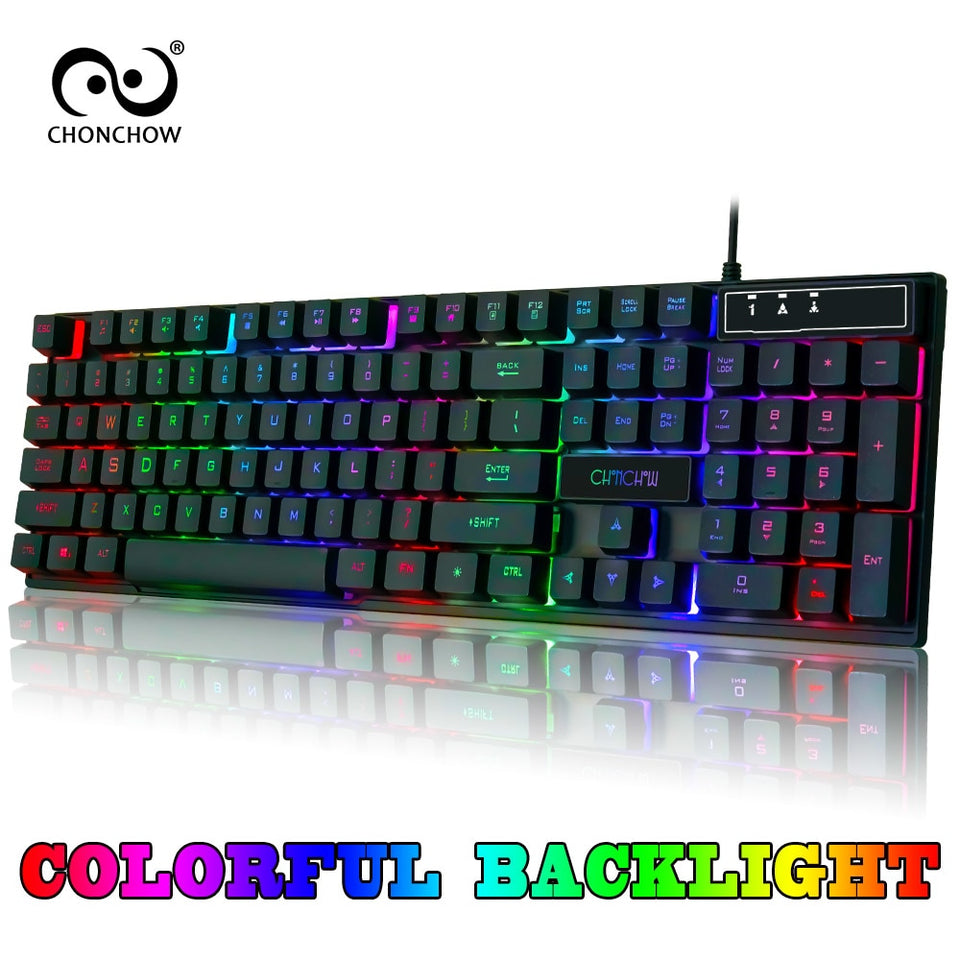 Gaming Keyboard Rainbow Backlit Colorful Keyboard